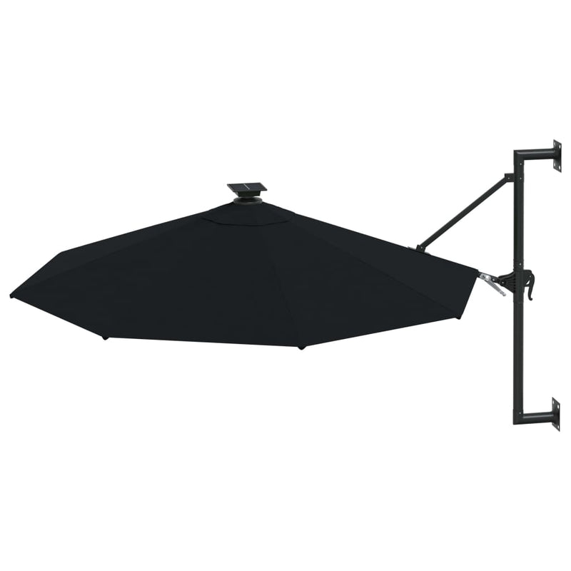 Load image into Gallery viewer, Vidaxl wandparasol met led's 300 cm zwart
