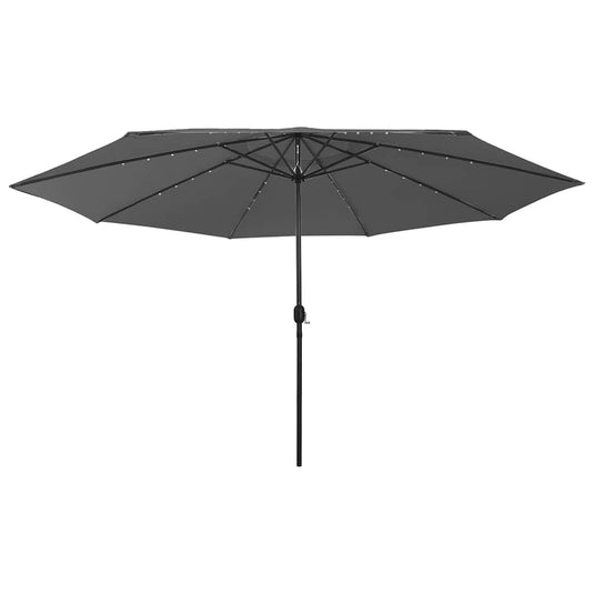 VidaXL Parasol met LED-verlichting metalen paal 400 cm antracietkleur