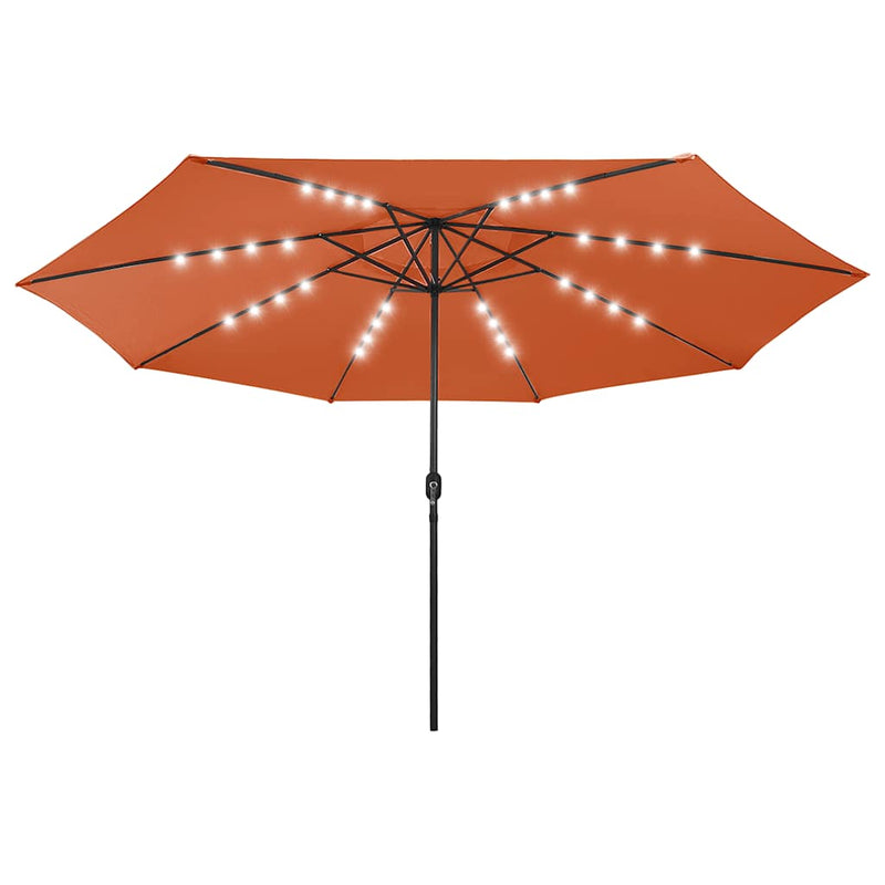 Load image into Gallery viewer, VidaXL Parasol met LED-verlichting metalen paal 400 cm terracottakleur
