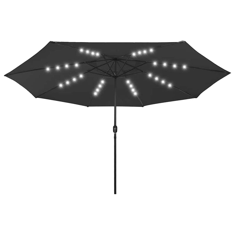 Load image into Gallery viewer, VidaXL Parasol met LED-verlichting en metalen paal 400 cm zwart
