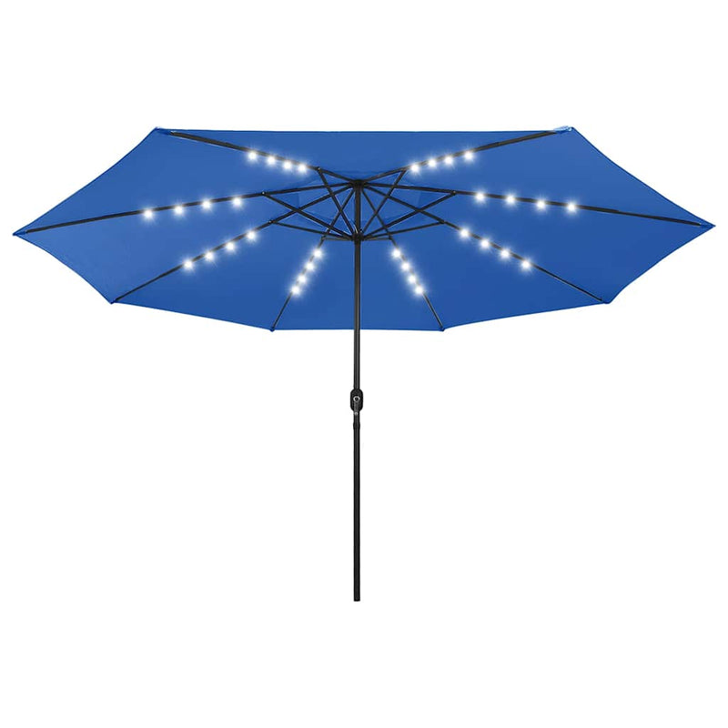 Load image into Gallery viewer, VidaXL Parasol met LED-verlichting en metalen paal 400 cm azuurblauw
