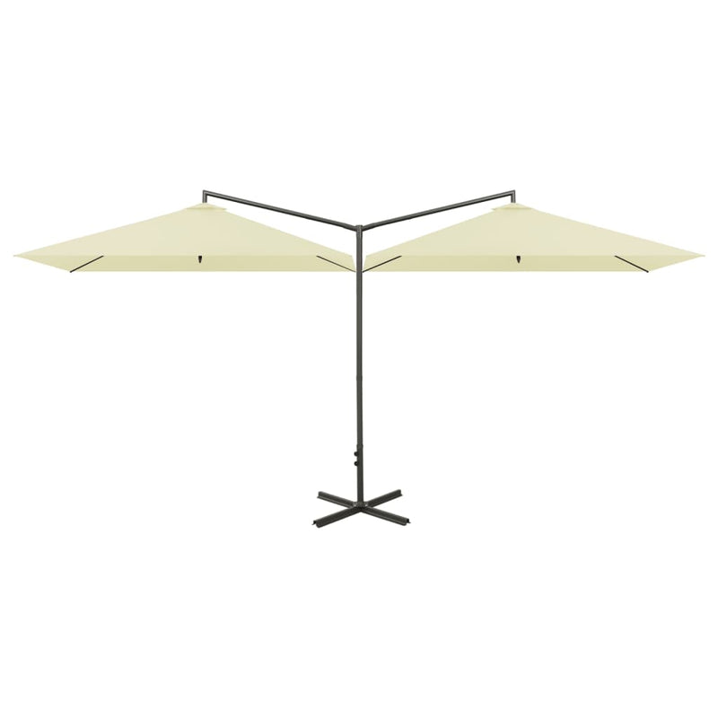 Load image into Gallery viewer, Vidaxl parasol dubbel met stalen paal 600x300 cm zandkleurig
