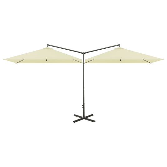 Vidaxl parasol dubbel met stalen paal 600x300 cm zandkleurig