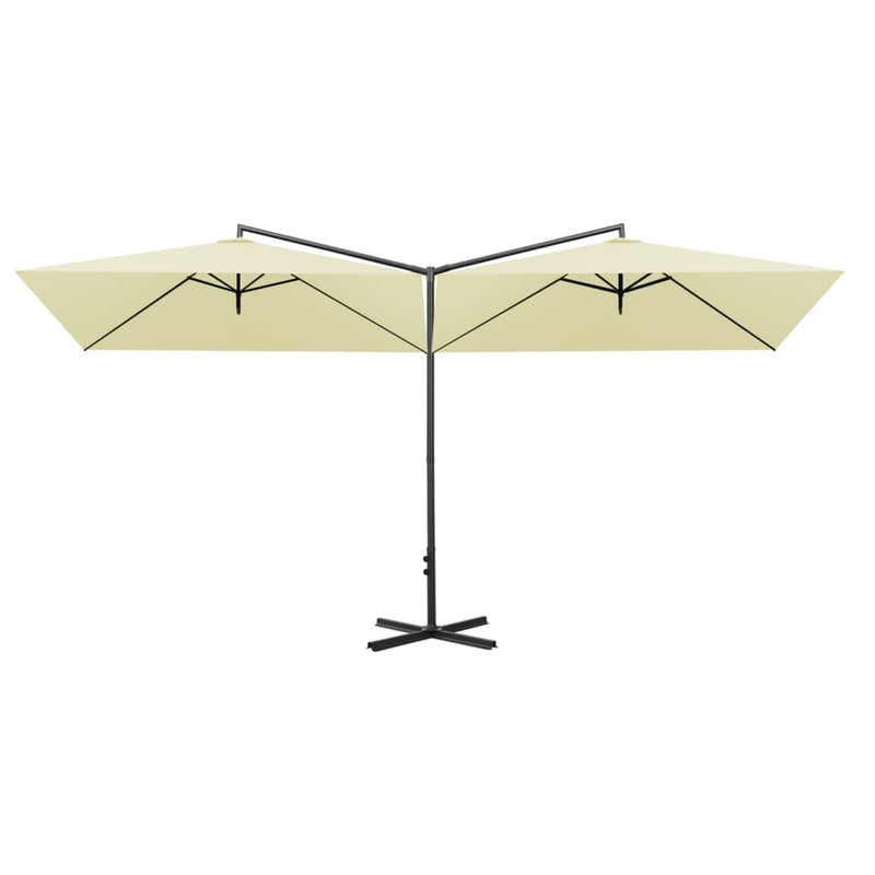 Load image into Gallery viewer, Vidaxl parasol dubbel met stalen paal 600x300 cm zandkleurig
