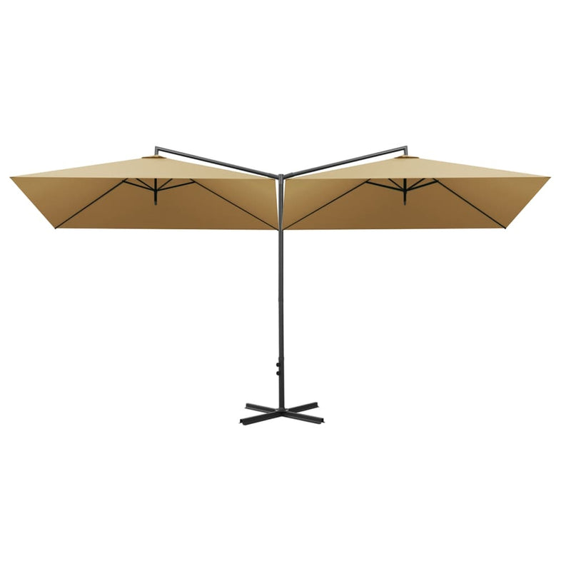 Load image into Gallery viewer, Vidaxl parasol dubbel met stalen paal 600x300 cm taupe
