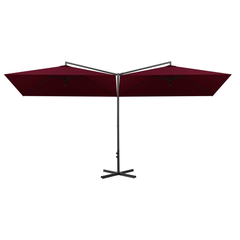 Load image into Gallery viewer, Vidaxl parasol dubbel met stalen paal 600x300 cm bordeauxrood
