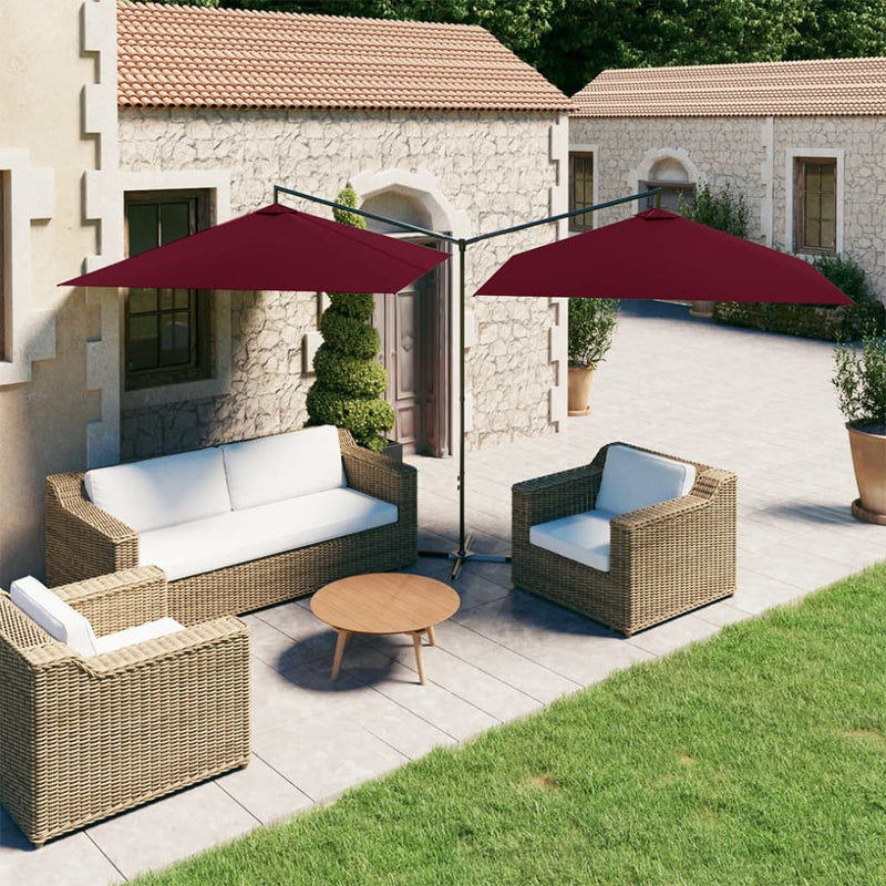 Load image into Gallery viewer, Vidaxl parasol dubbel met stalen paal 600x300 cm bordeauxrood
