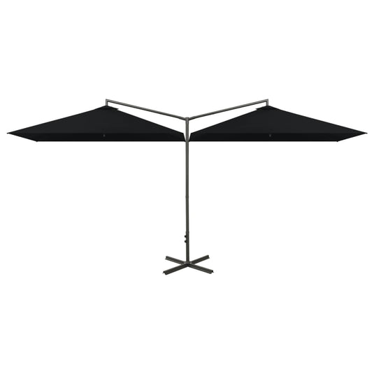 Vidaxl parasol dubbel met stalen paal 600x300 cm zwart