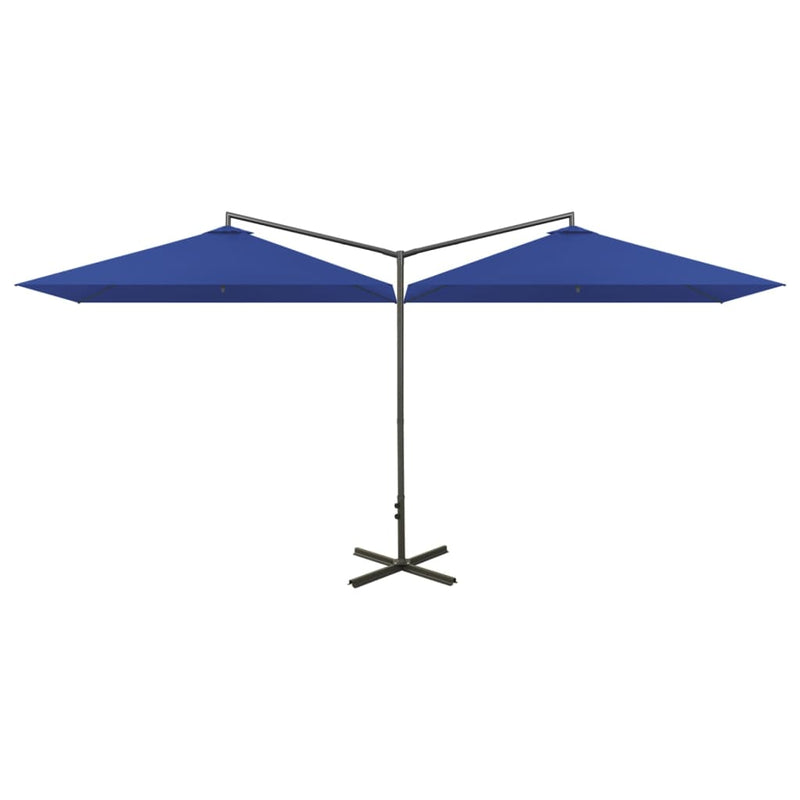 Load image into Gallery viewer, Vidaxl parasol dubbel met stalen paal 600x300 cm azuurblauw
