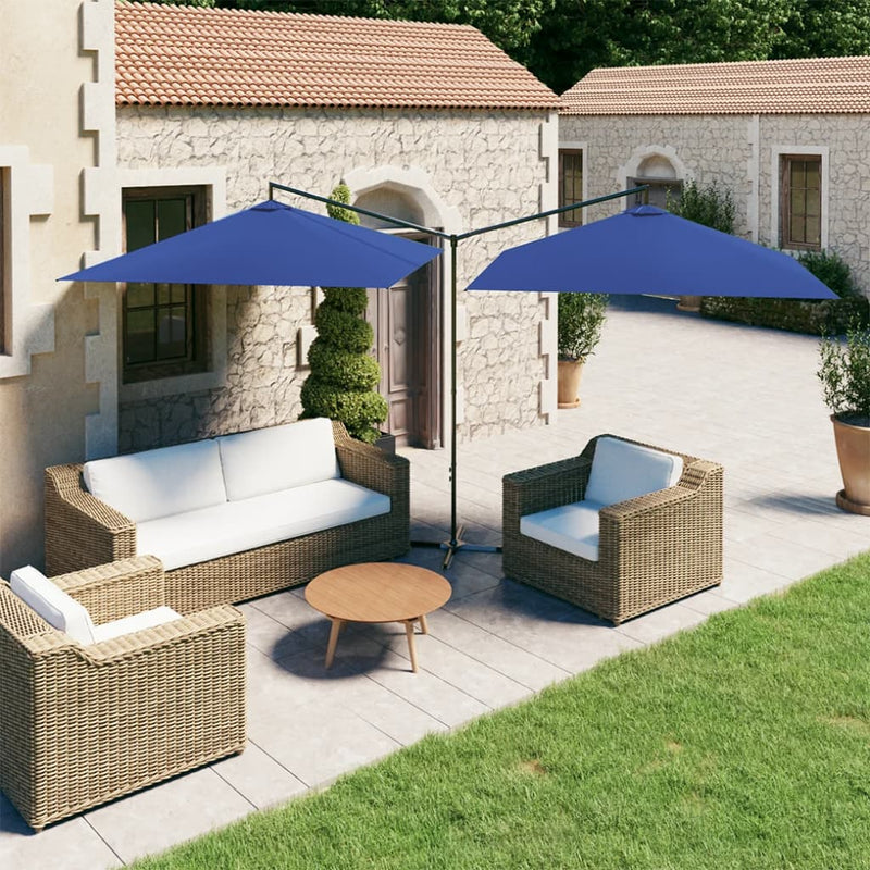 Load image into Gallery viewer, Vidaxl parasol dubbel met stalen paal 600x300 cm azuurblauw
