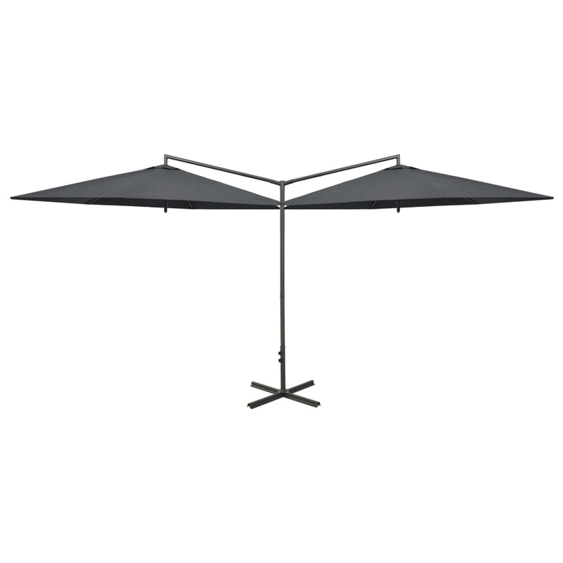 Load image into Gallery viewer, Vidaxl parasol dubbel met stalen paal 600 cm antracietkleurig
