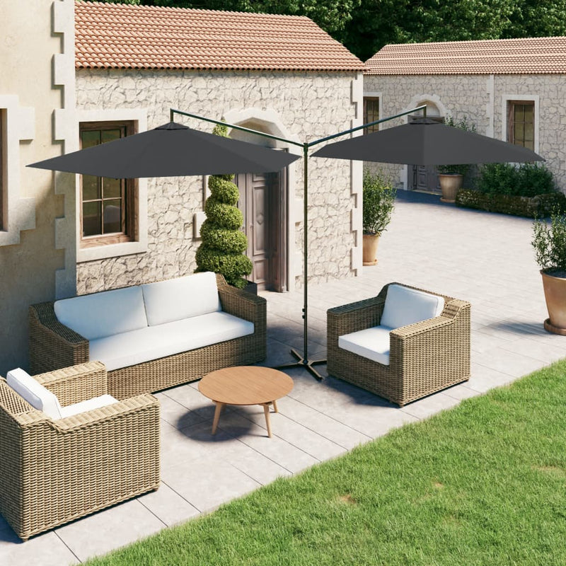 Load image into Gallery viewer, Vidaxl parasol dubbel met stalen paal 600 cm antracietkleurig

