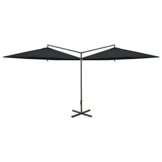 VidaXL Parasol dubbel met stalen paal 600 cm zwart