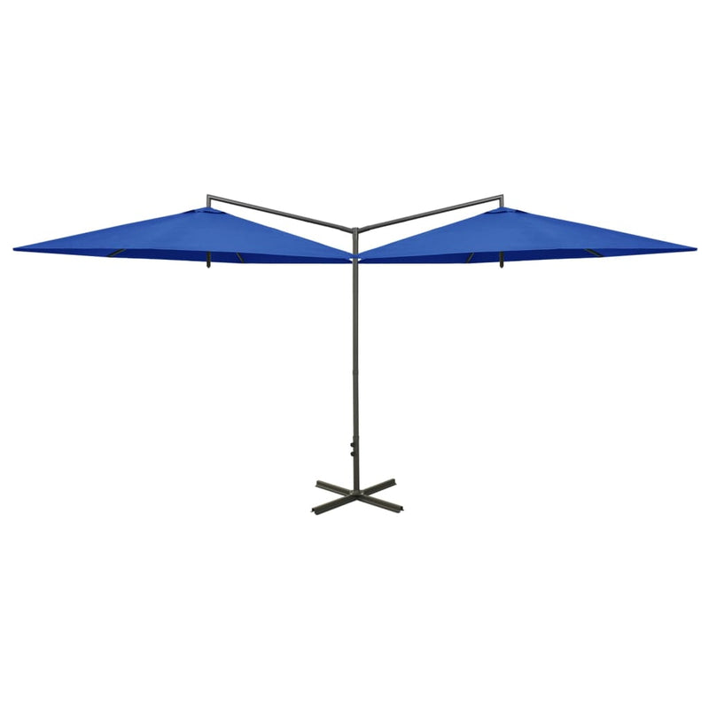 Load image into Gallery viewer, Vidaxl parasol dubbel met stalen paal 600 cm azuurblauw
