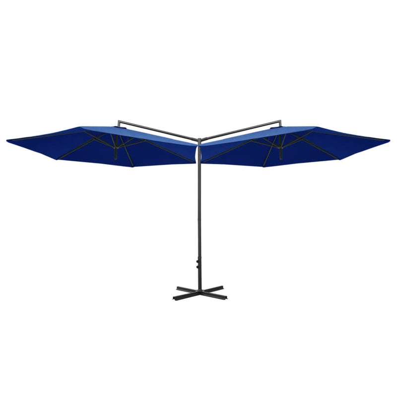 Load image into Gallery viewer, Vidaxl parasol dubbel met stalen paal 600 cm azuurblauw
