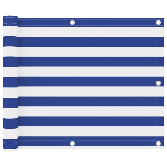 Vidaxl balkonscherm 75x300 cm oxford stof wit en blauw