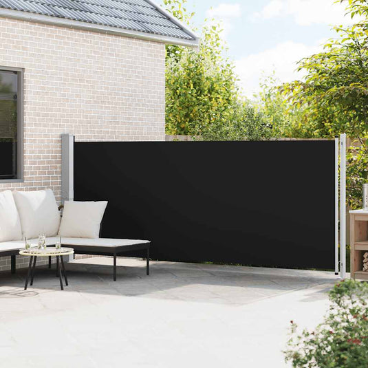 Vidaxl tuinscherm uittrekbaar 600x160 cm zwart