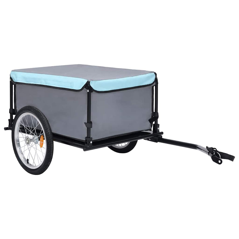 Afbeelding laden in galerijviewer, Vidaxl fietstrailer 65 kg zwart en blauw

