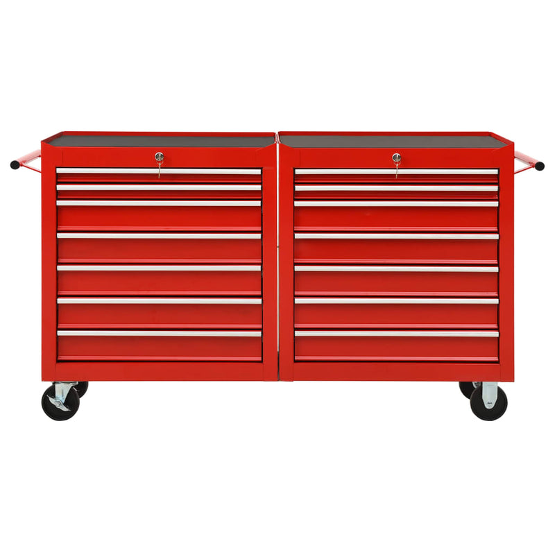 Load image into Gallery viewer, VidaXL Gereedschapswagen met 14 lades staal rood
