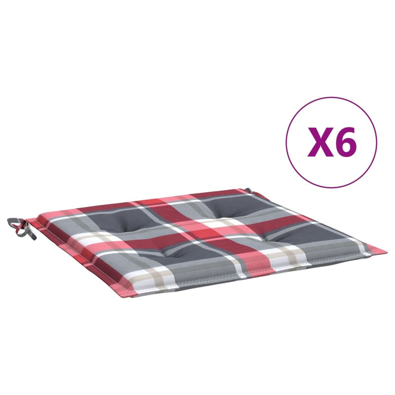 Afbeelding laden in galerijviewer, Vidaxl tuinstoelkussens 6 st 40x40x4 cm oxford stof ruitpatroon rood
