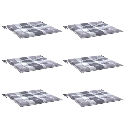 Vidaxl tuinstoelkussens 6 st 40x40x4 cm oxford stof ruitpatroon grijs
