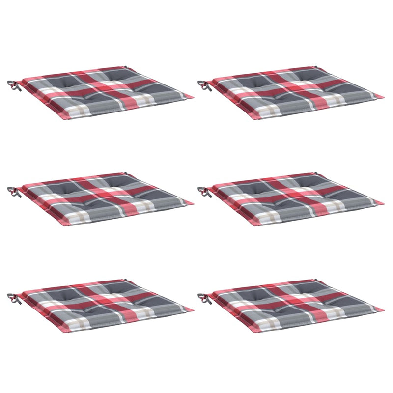 Afbeelding laden in galerijviewer, Vidaxl tuinstoelkussens 6 st 50x50x4 cm oxford stof ruitpatroon rood

