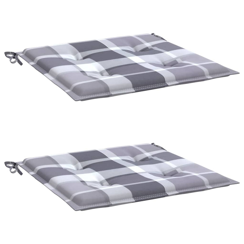 Load image into Gallery viewer, Vidaxl tuinstoelkussens 2 st 50x50x4 cm oxford stof ruitpatroon grijs
