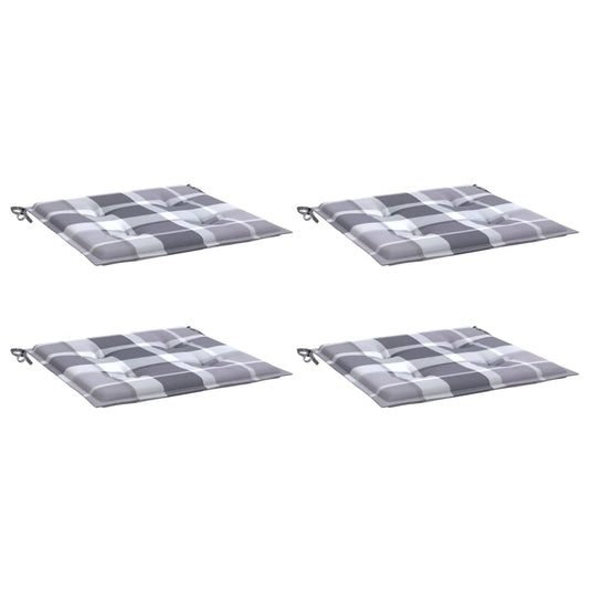 Vidaxl tuinstoelkussens 4 st 50x50x4 cm oxford stof ruitpatroon grijs