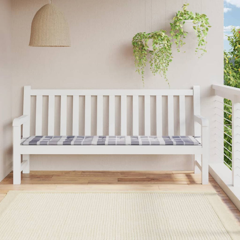 Load image into Gallery viewer, Vidaxl tuinbankkussen 200x50x4 cm oxford stof ruitpatroon grijs
