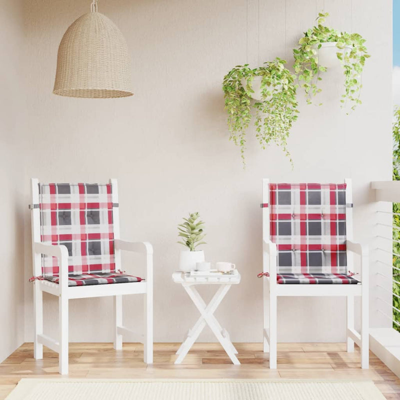 Load image into Gallery viewer, Vidaxl tuinstoelkussens 2 st 100x50x3 cm oxford stof ruitpatroon rood
