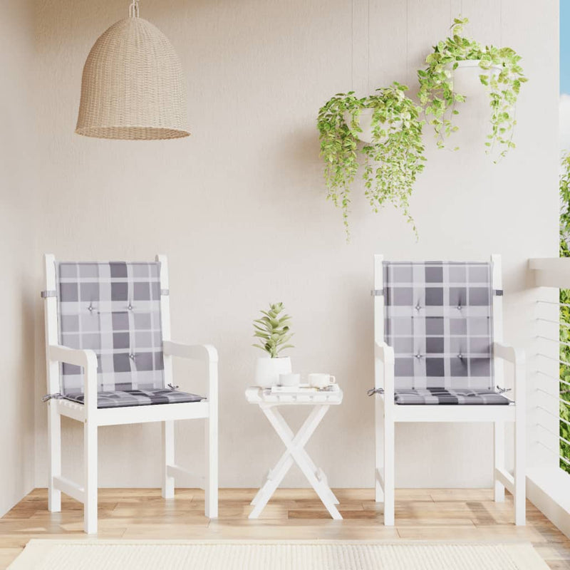 Load image into Gallery viewer, Vidaxl tuinstoelkussens 2 st 100x50x3 cm oxford stof ruitpatroon grijs
