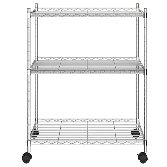 Vidaxl opbergrek met wielen 3-laags 150 kg 60x35x81 cm chroomkleurig