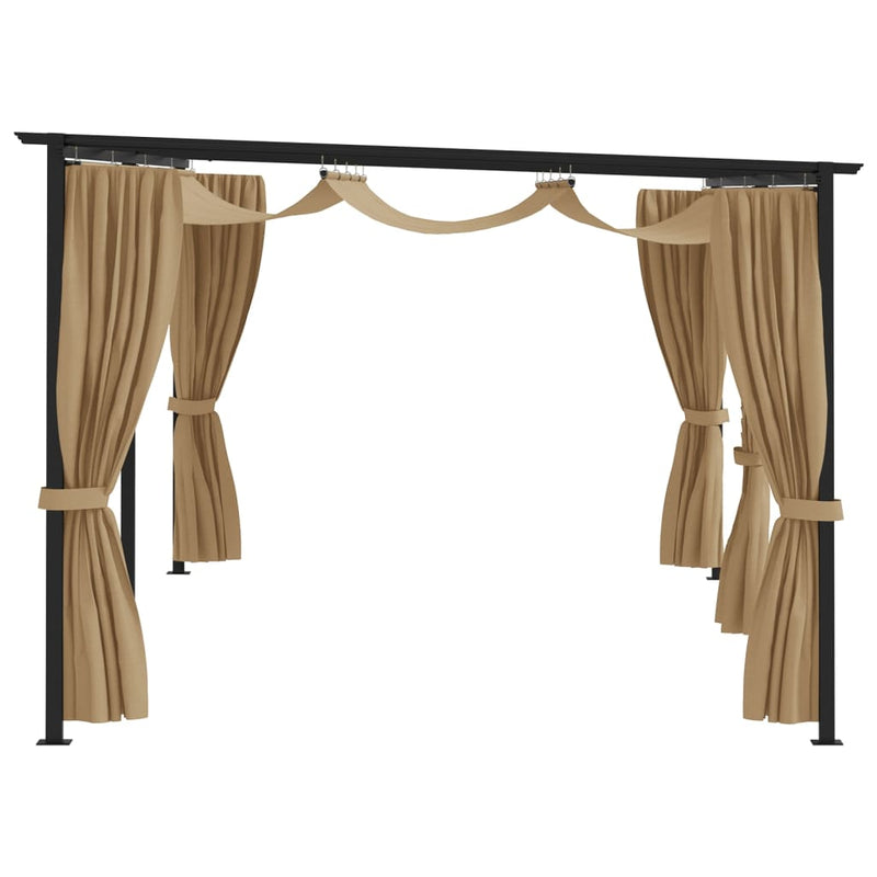 Load image into Gallery viewer, VidaXL Prieel met gordijnen 6x3 m staal taupe

