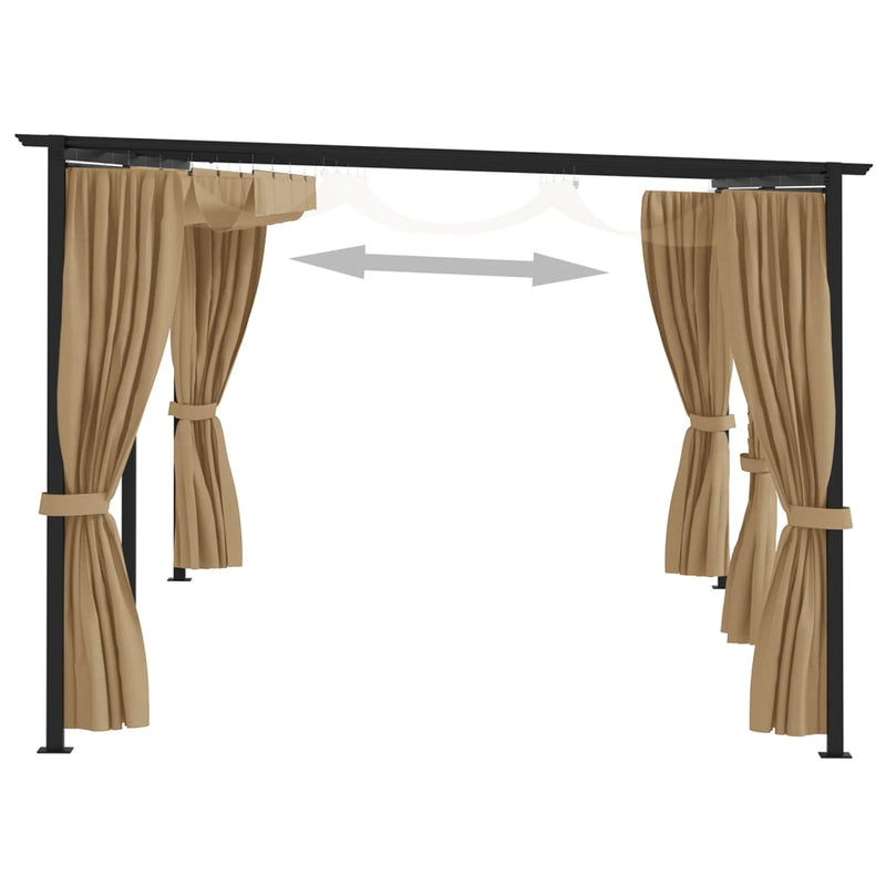 Load image into Gallery viewer, VidaXL Prieel met gordijnen 6x3 m staal taupe
