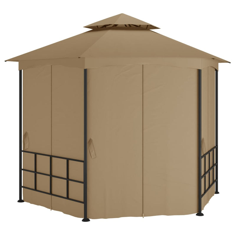 Afbeelding laden in galerijviewer, Vidaxl prieel met zijwanden 3,1x2,7 m taupe
