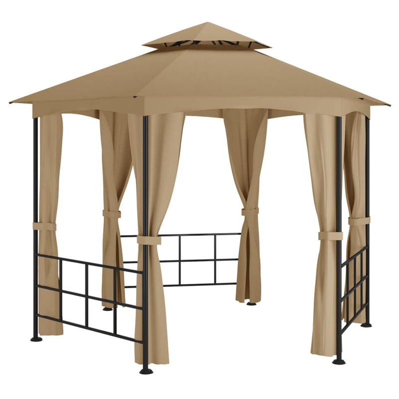 Afbeelding laden in galerijviewer, Vidaxl prieel met zijwanden 3,1x2,7 m taupe
