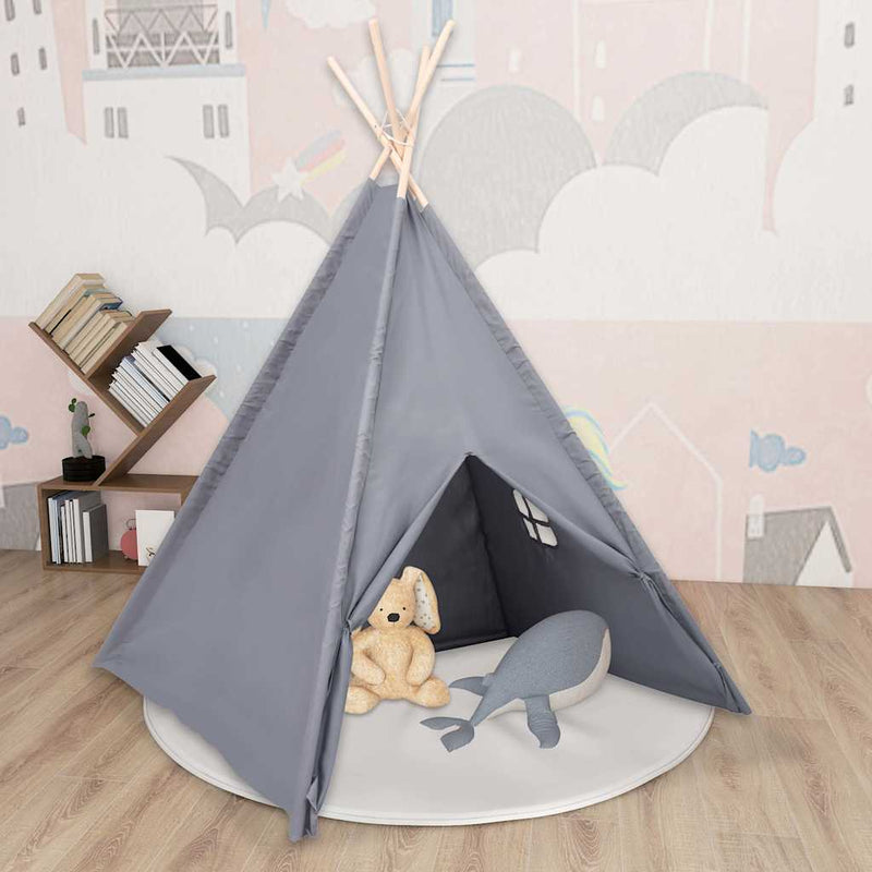 Afbeelding laden in galerijviewer, Vidaxl kindertipitent met tas 120x120x150 cm peachskin grijs
