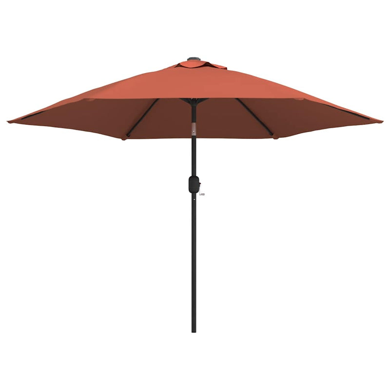 Load image into Gallery viewer, Vidaxl parasol met led-verlichting en stalen paal 300 cm terracotta
