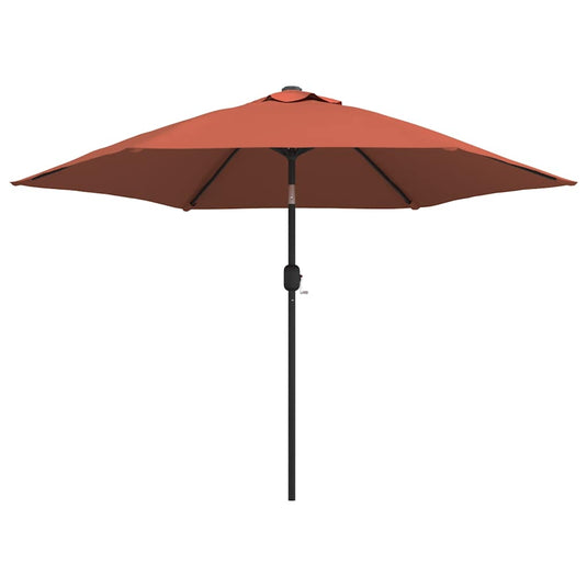 Vidaxl parasol met led-verlichting en stalen paal 300 cm terracotta