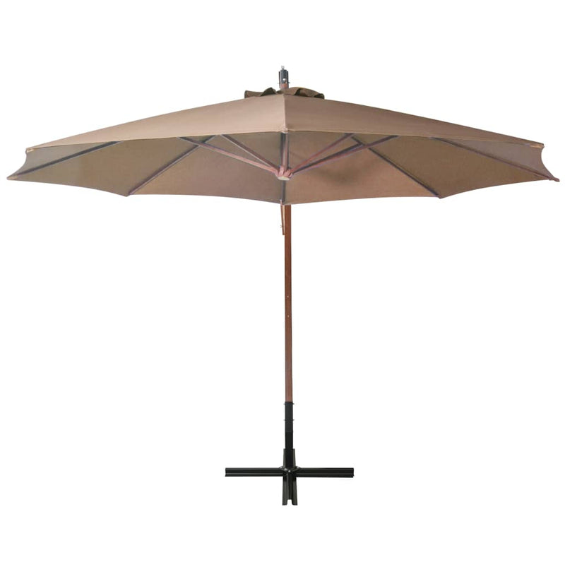 Load image into Gallery viewer, VidaXL Zweefparasol met paal 3,5x2,9 m massief vurenhout taupe
