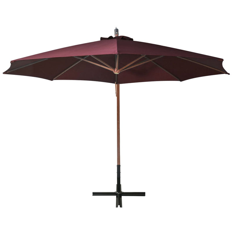 Load image into Gallery viewer, Vidaxl zweefparasol met paal 3,5x2,9 m massief vurenhout bordeauxrood
