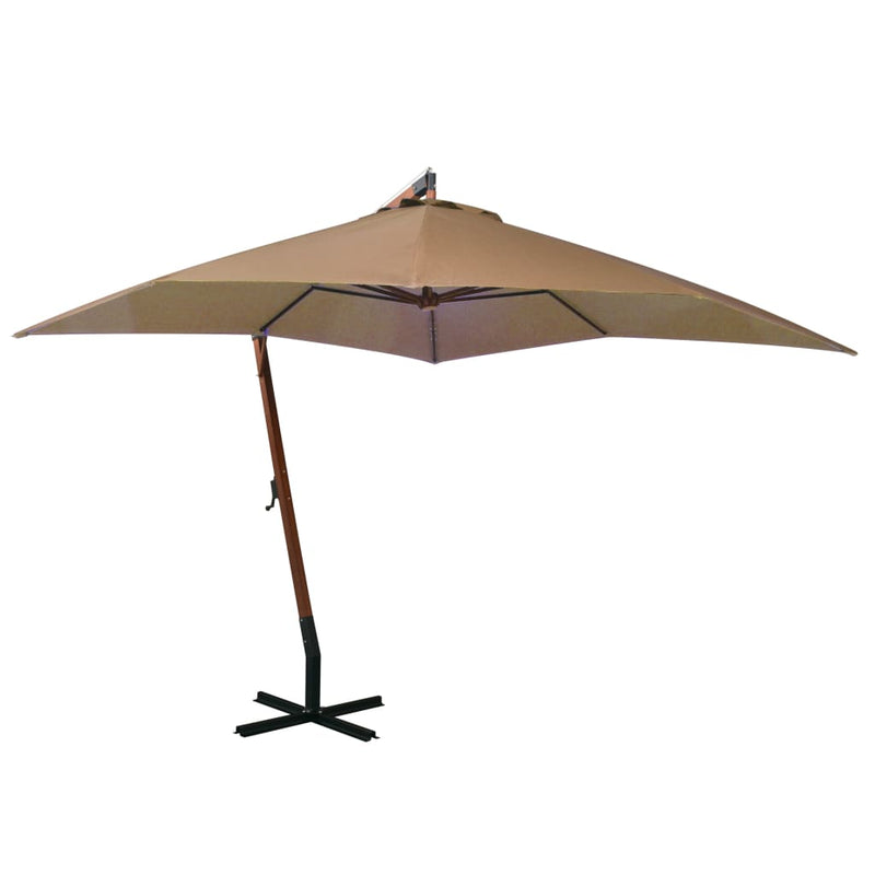 Load image into Gallery viewer, Vidaxl zweefparasol met paal 3x3 m massief vurenhout taupe

