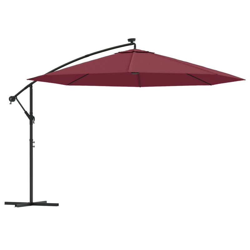 Load image into Gallery viewer, Vidaxl zweefparasol met led-verlichting 350 cm bordeauxrood

