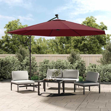 Vidaxl zweefparasol met led-verlichting 350 cm bordeauxrood