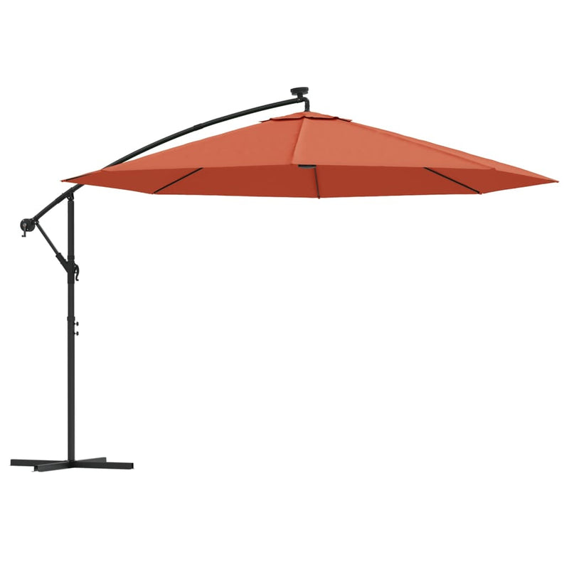 Load image into Gallery viewer, Vidaxl zweefparasol met led-verlichting 350 cm terracottakleurig
