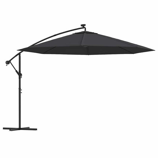Vidaxl zweefparasol met led-verlichting 350 cm zwart