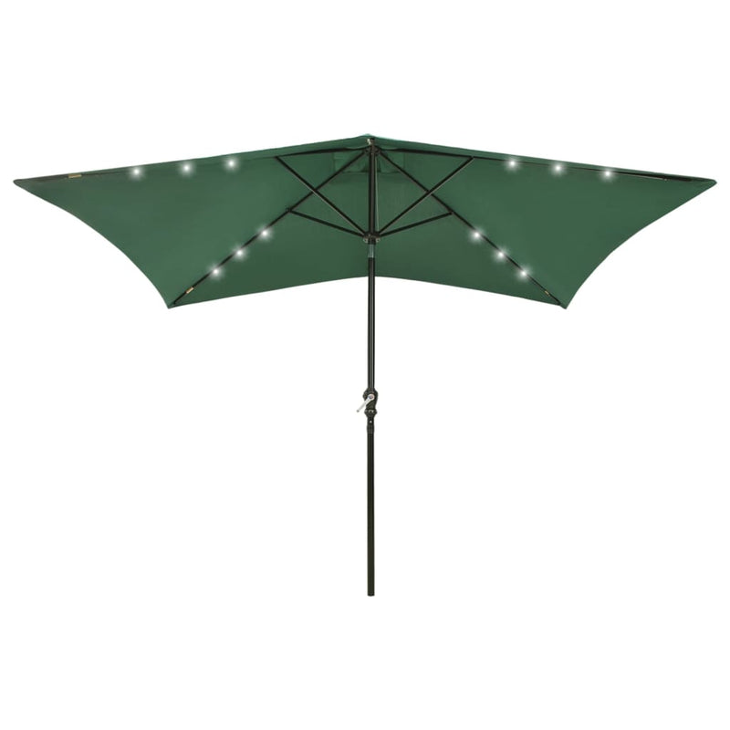 Load image into Gallery viewer, Vidaxl parasol met led's en stalen paal 2x3 m groen
