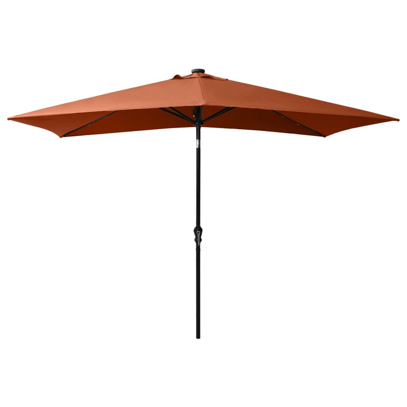 Load image into Gallery viewer, Vidaxl parasol met led's en stalen paal 2x3 m terracottakleurig

