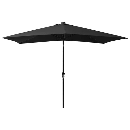 Vidaxl parasol met led's en stalen paal 2x3 m zwart