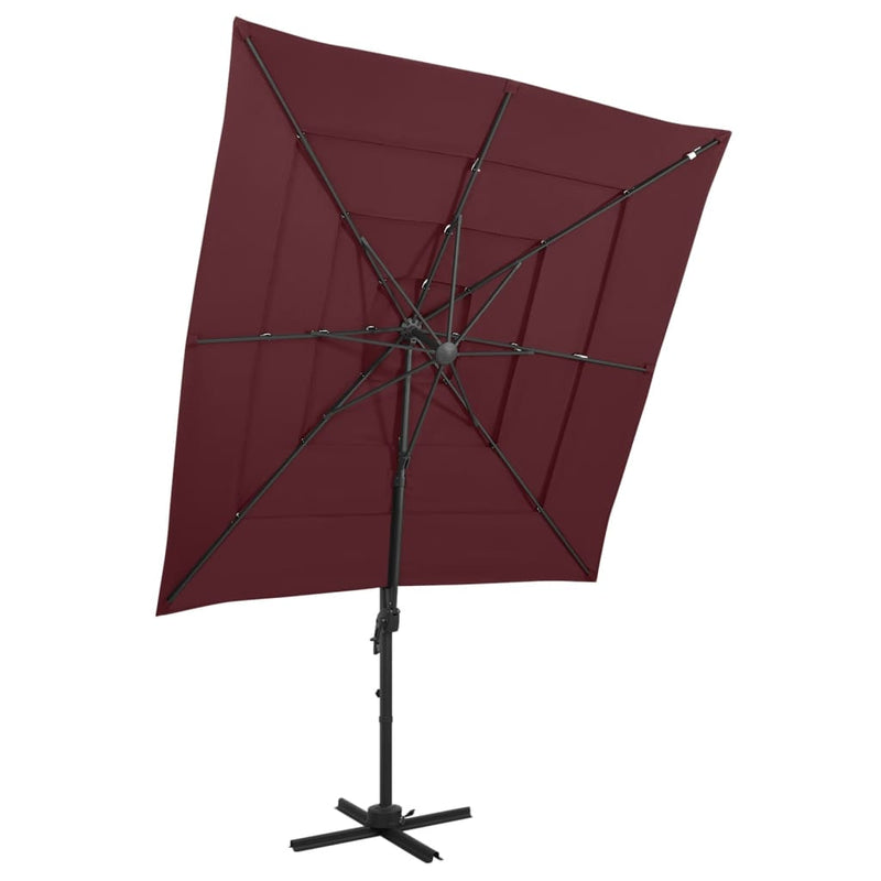 Load image into Gallery viewer, Vidaxl parasol 4-laags met aluminium paal 250x250 cm bordeauxrood
